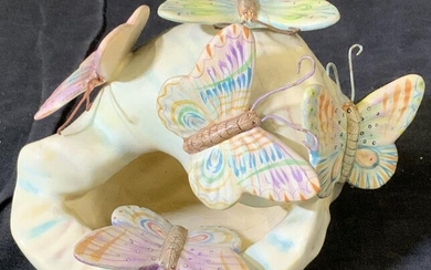 Sergio Bustamante Butterflies on Snail Ceramic Art