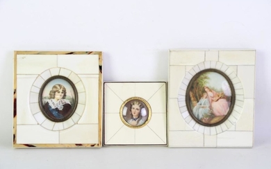 Set Of Three Ivory Framed Miniatures
