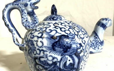 Signed Asian Porcelain Teapot W Lid