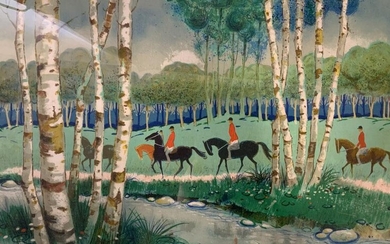 Signed British Hunting Scene Lithograph