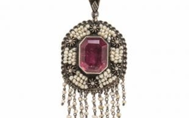 Silver and Pink Tourmaline Pendant