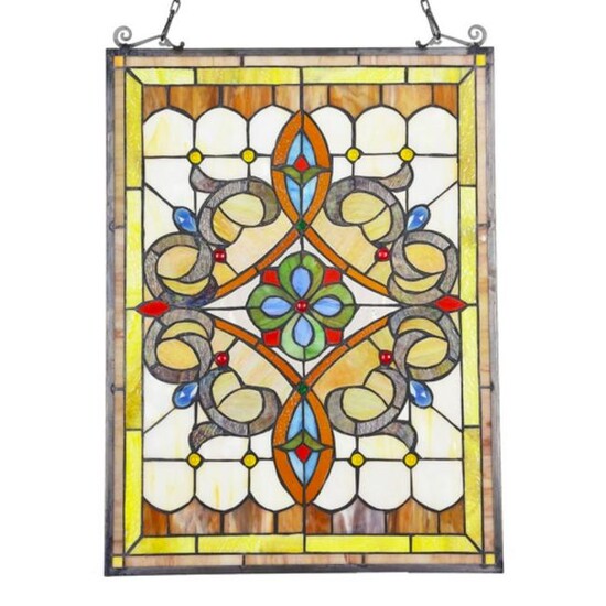 Stained Art Glass Hanging Window Panel