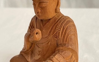 Statue de Bouddha avec Daiza台座/Piédestal: - Wood, Beads - Japan (No Reserve Price)
