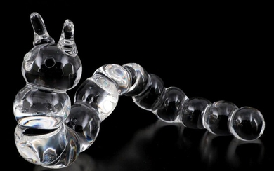 Steuben Art Glass "Caterpillar" Figurine Designed by Paul Yenawine