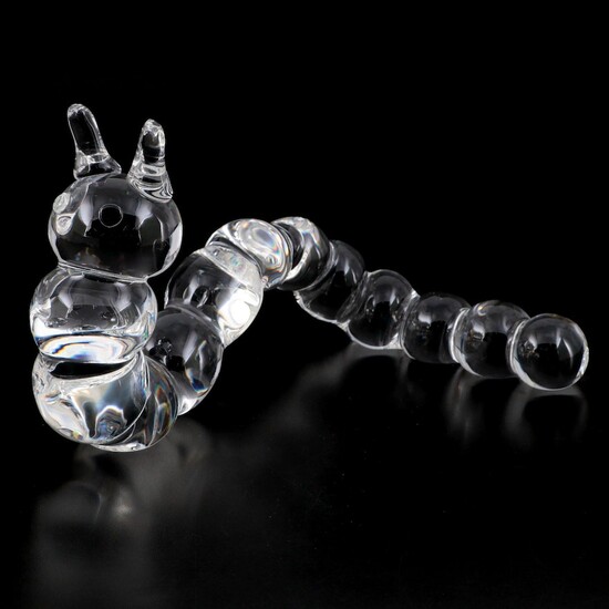 Steuben Art Glass "Caterpillar" Figurine Designed by Paul Yenawine