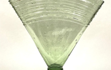 Steuben Green fan vase