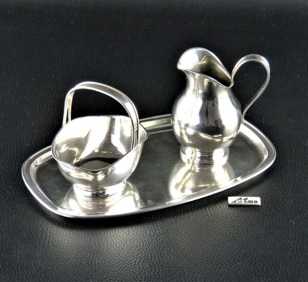 Sugar and cream set, three-part (1) - .835 silver - Wilhelm Binder/Schwäbisch Gmünd - Germany - Mid 20th century