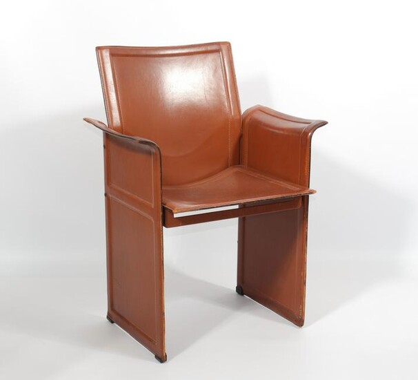 Suite of 12 Matteo Grassi chairs in brown patina