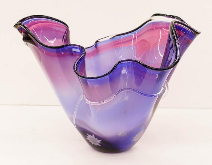 Susan Glass Studio Glass Free Form Bowl 10''x13.5''.