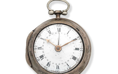 Sylvens Phylander, London. A silver key wind calendar pair case pocket watch