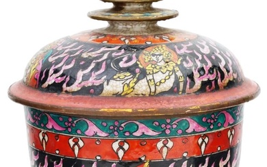 THAI BENJARONG COVERED HAND PAINTED PORCELAIN BOWL