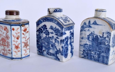 THREE 18TH CENTURY CHINESE TEA CANISTERS. Largest 8 cm