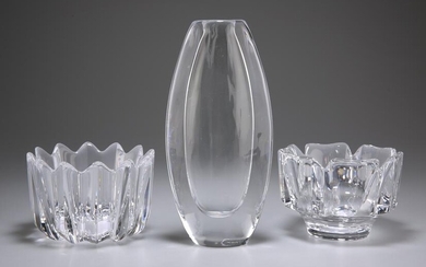 THREE PIECES OF ORREFORS STUDIO GLASS, comprising: A
