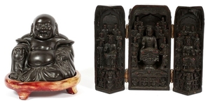 TWO CARVED COMPOSITE BUDDHIST ARTICLES 20TH C. 4