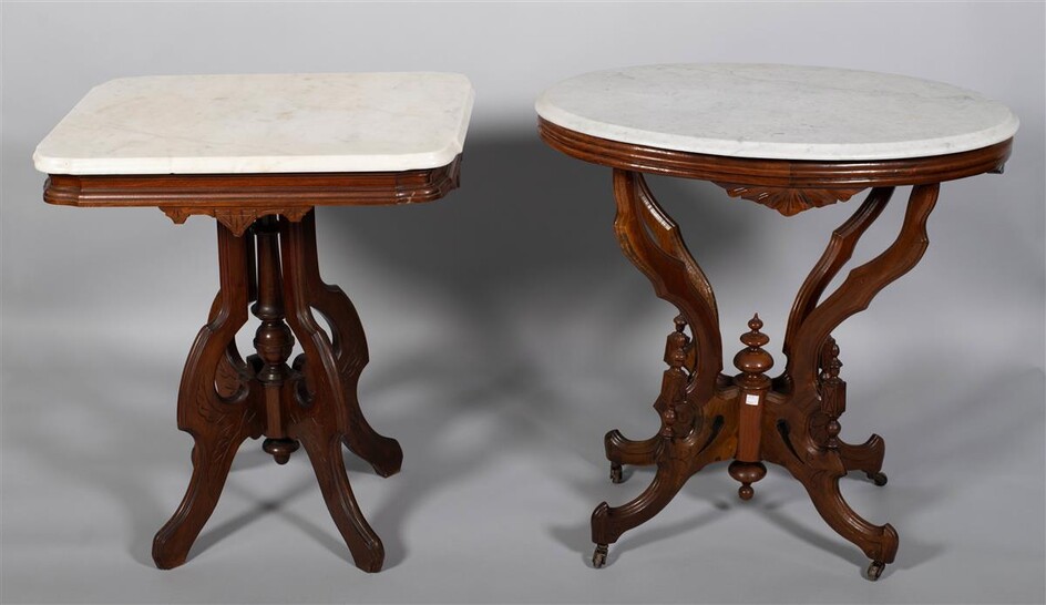 TWO VICTORIAN WALNUT SIDE TABLES
