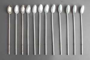 Taxco Sterling Silver Ice Tea Straw Spoons Set, 12