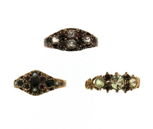 Three 19th century gem set gold rings, including a…