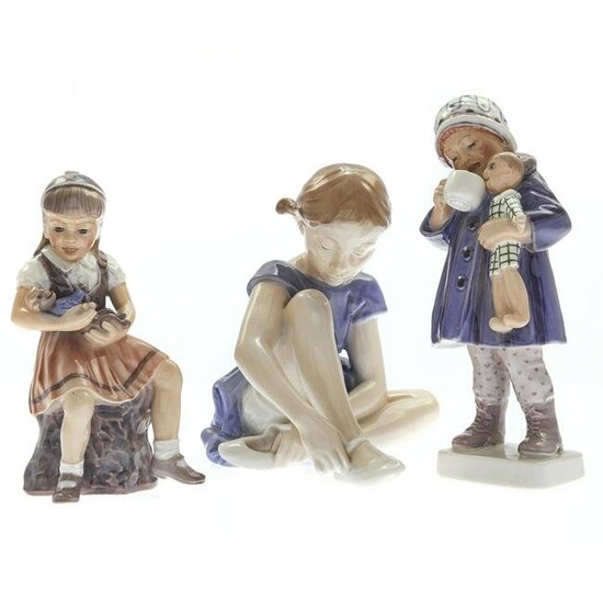 Three Copenhagen Porcelain Figures of Girls
