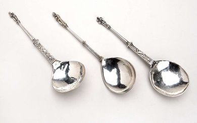 Three Dutch silver apostle spoons. Groningen