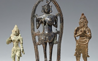 Three South Indian copper alloy figures. Tamil Nadu/Kerala. 19th/20th century
