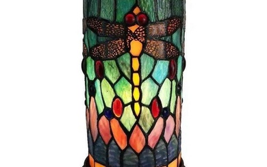 Tiffany-Inspired Dragonfly Serenade Stained Glass Accent Lamp for Nightstands