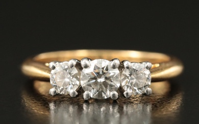 Tiffany & Co. 18K and Platinum 0.75 CTW Three Stone Diamond Ring