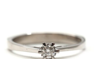 SOLD. Toftegaard: "Wesselton Young" diamond ring set with brilliant-cut diamond, mounted in 14k white gold....