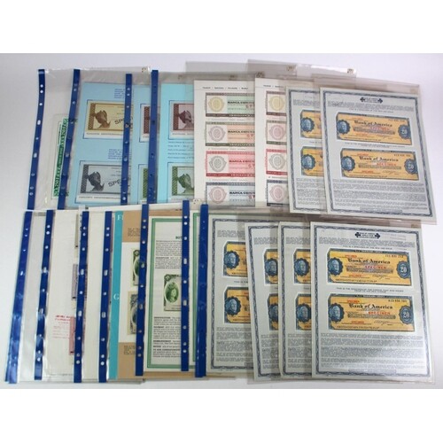 Travellers Cheques World (59) SPECIMENS, Bank of America, Ja...
