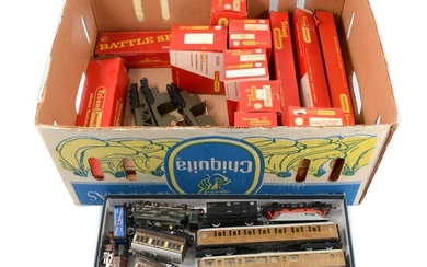 Tri-ang and Hornby OO gauge model railway locomotives and rolling stock.