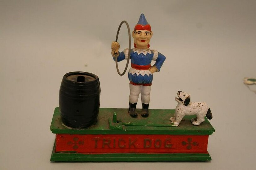 Trick Dog cast iron mechanical bank by Hubley of