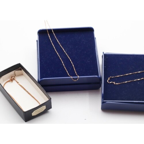 Two 9 Carat Yellow Gold Bracelets and Another Three Items in...