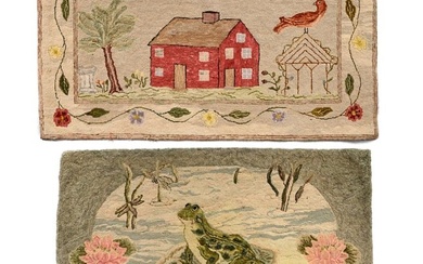 Two American Folk Art Hooked Rugs