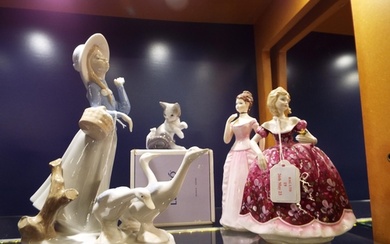 Two Coalport figurines 'Victoria' and 'Rosemary', a Lladro b...