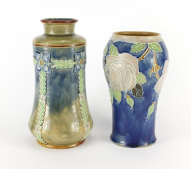 Two Doulton Lambeth vases, impressed factory marks and