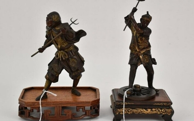 Two Japanese Bronze Figural Sculptures, Meiji Period