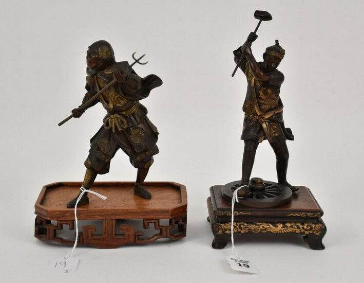 Two Japanese Bronze Figural Sculptures, Meiji Period
