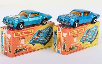Two Matchbox Lesney Superfast Pontiac Firebird Boxed Models