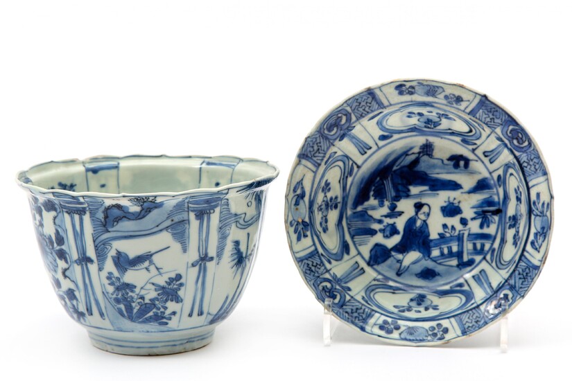 Two blue and white kraak porcelain bowls