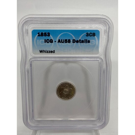 U.S. 1853 Silver 3 Cent Coin Graded