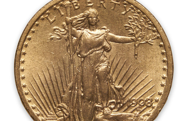 United States 1908 No Motto St. Gaudens $20 Double Eagle...