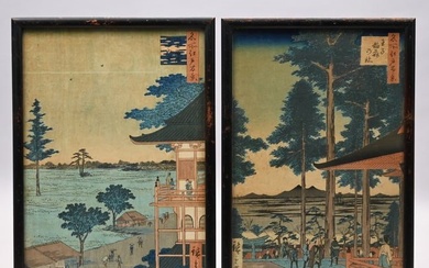Utagawa Hiroshige - Pair Japanese Woodblock Prints