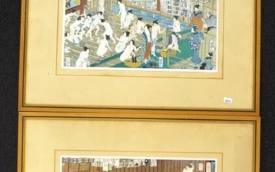Utagawa Kuniyoshi (Japan) Bathhouse Scenes (2) woodblock print, (2),...