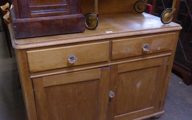VICTORIAN PINE WASHSTAND WITH RAISED BACK, TWO DRAWERS OVER ...