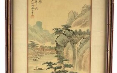 VINTAGE CHINESE SILK LANDSCAPE PAINTING