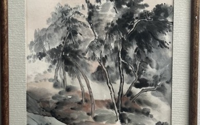 VINTAGE CHINESES RIVER WATERCOLOR PAINTING SIGNED BY THE ARTIST MIAN WAN YE