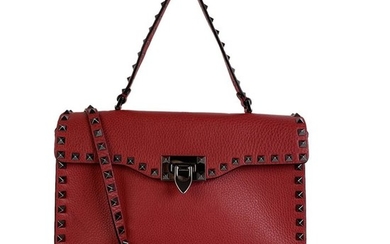 Valentino - Red Leather 'Rockstud' Leather Single Handle Bag Handbag