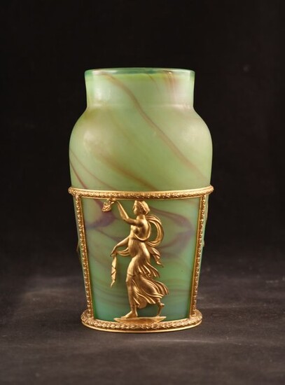 Vase in gilded Empire frame - Bronze, Glass - Late 19th century