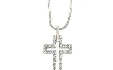 Vendome Aoyama - 18 kt. White gold - Necklace with pendant - 0.14 ct Diamonds