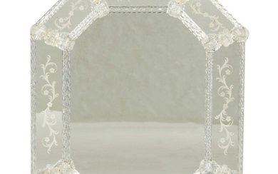 Venetian Style Reverse-Etched and Applied Glass Wall Mirror