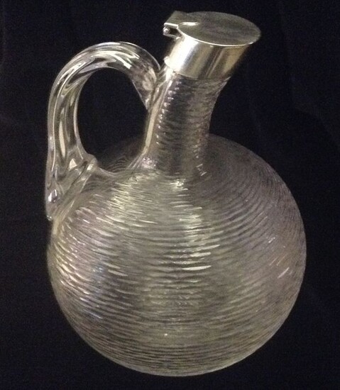 Victorian Sterling Silver Mounted Ewer - .925 silver, Crystal - Hukin and Heath, London - England - 1889